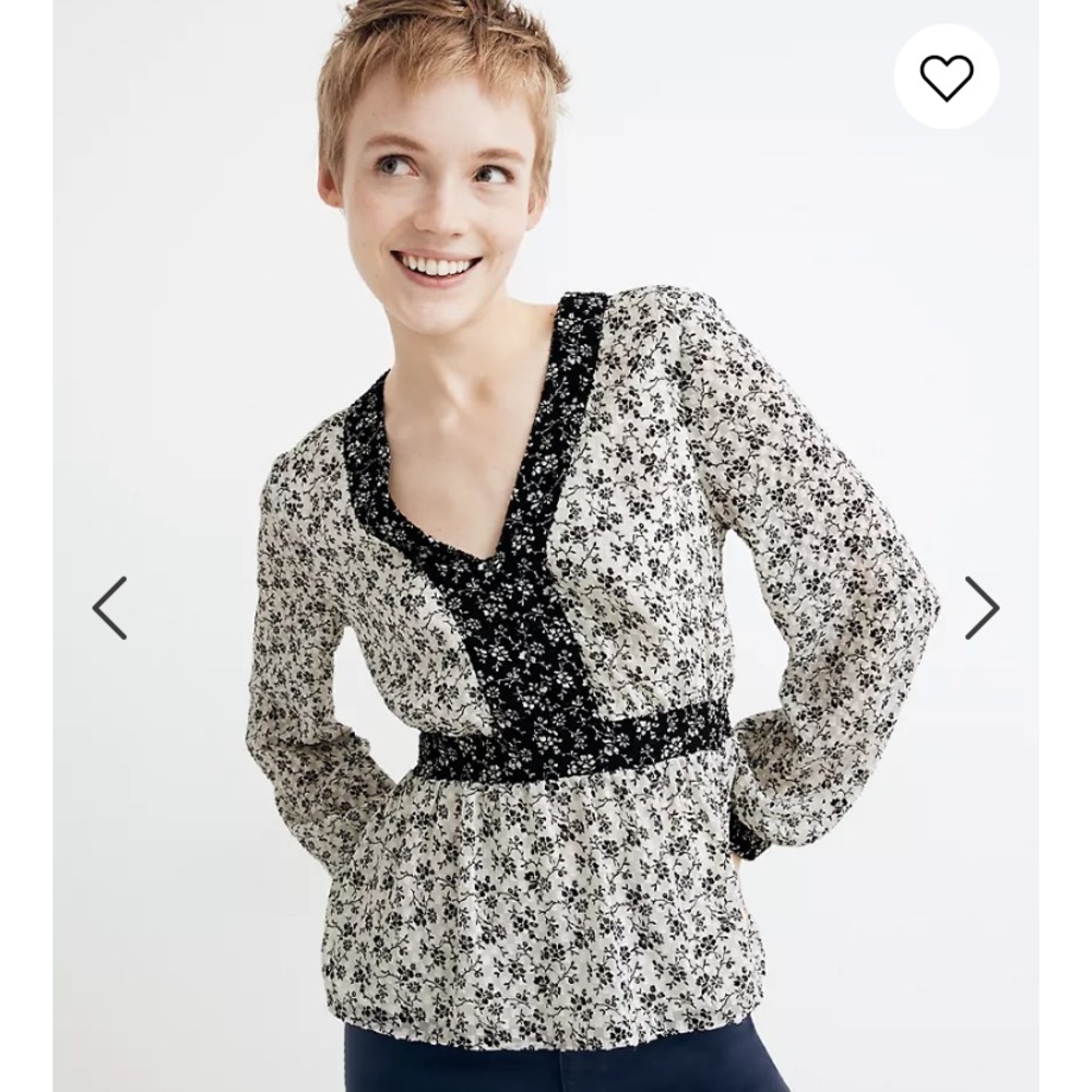 Madewell V Neck Peplum Floral Top